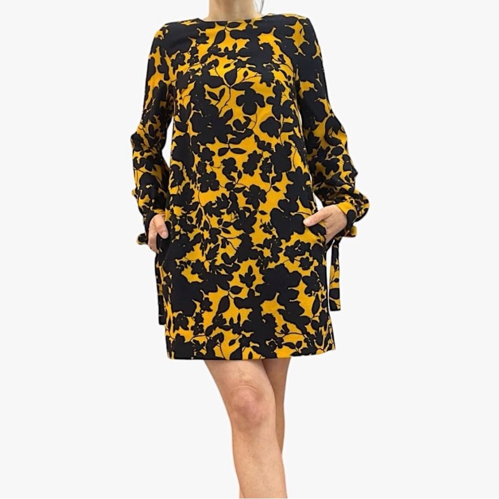H&M Women’s 2 Dress Yellow Navy Floral Whimsigoth Retro 60s Mod Indie Sleaze